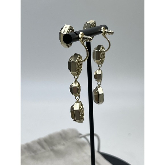 Kendra Scott Ruthie Studs Dangle Drop Gold Plated Pyrite 2 in 1 Earrings - Picture 12 of 15